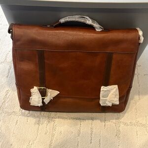 NWT Brown Leather Messenger Bag